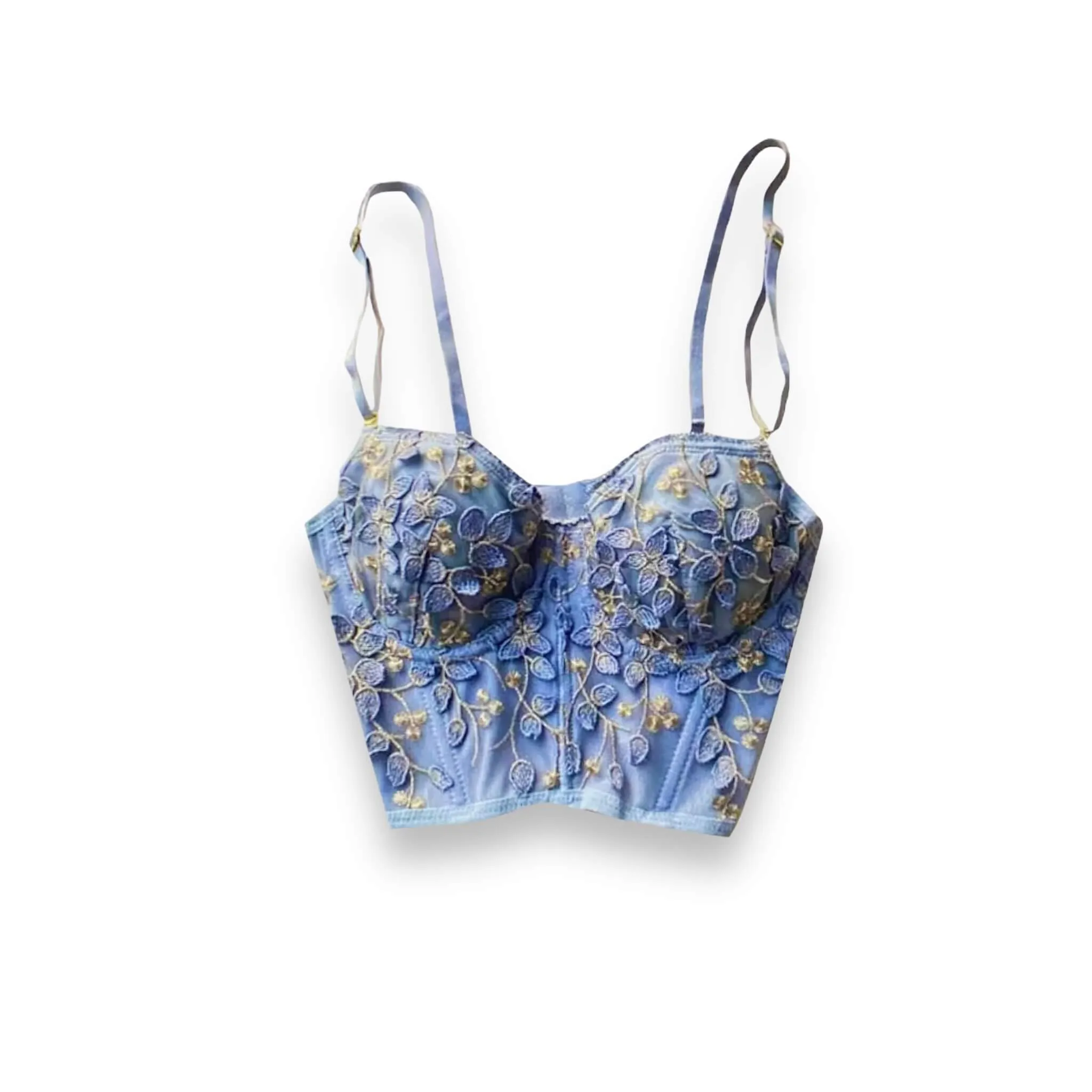 Vintage Blue Bustier Bralette Crop Top