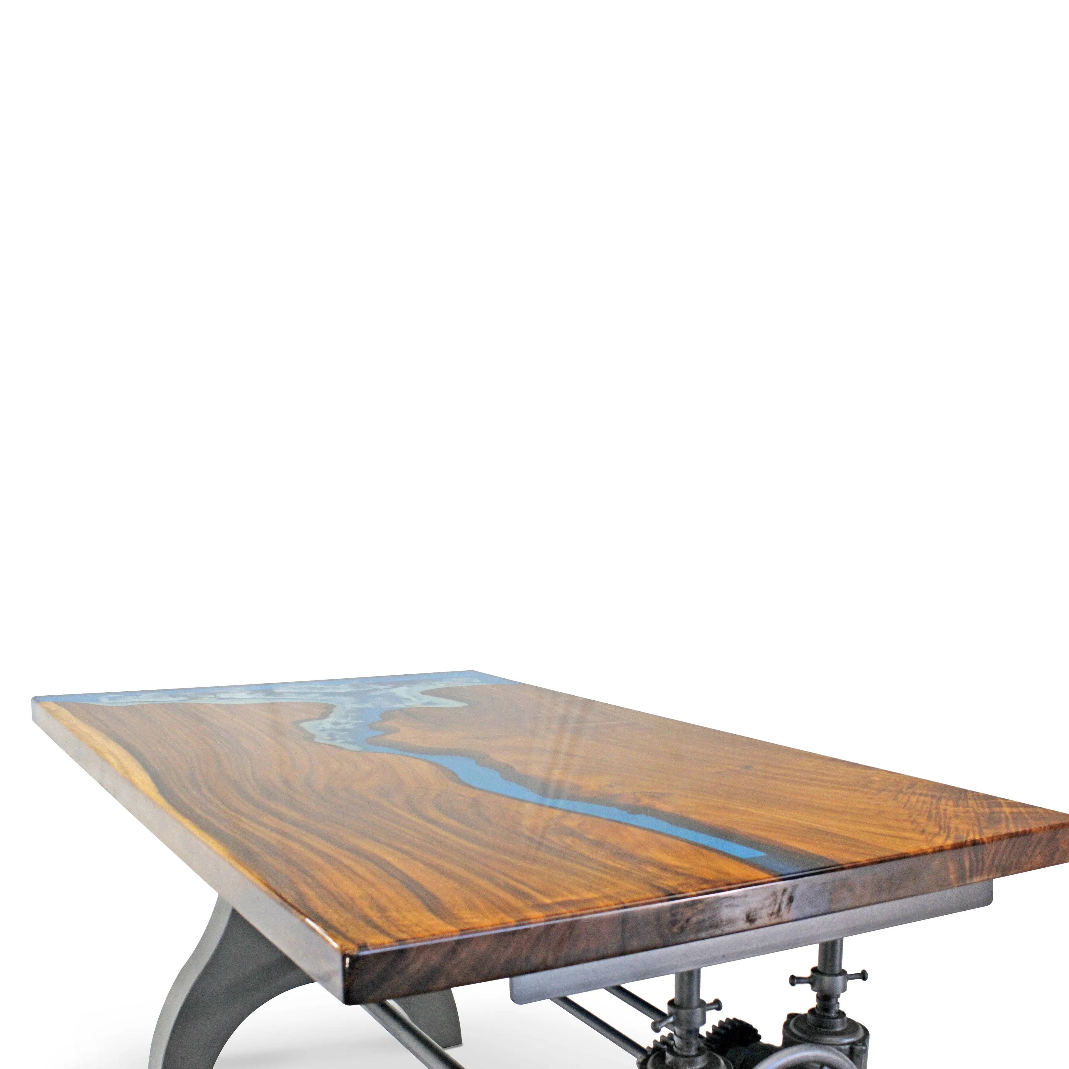 Walnut Burl Dining Tabletop - Blue Ocean Beach Epoxy - 60 x 36 x 2"