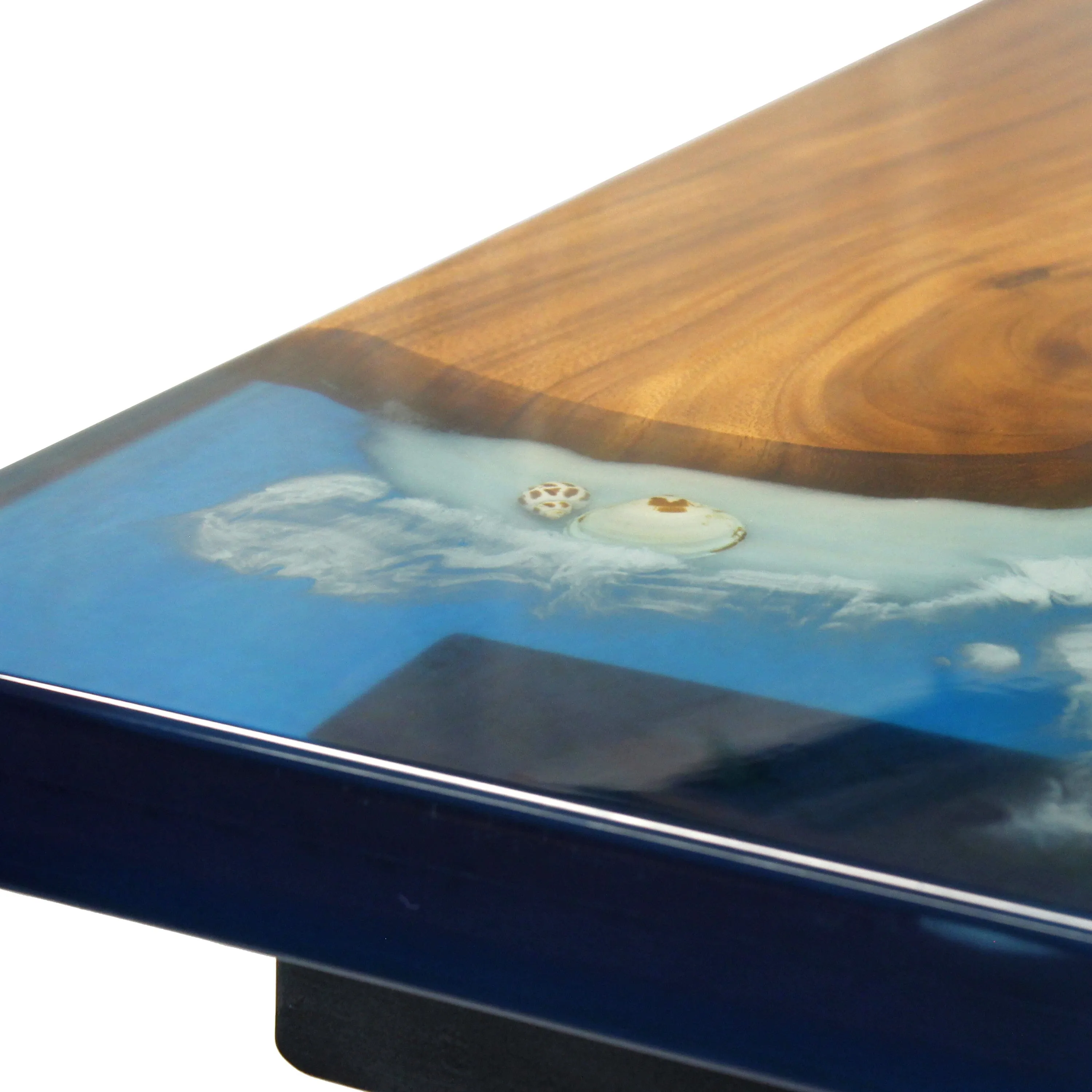 Walnut Burl Dining Tabletop - Blue Ocean Beach Epoxy - 60 x 36 x 2"