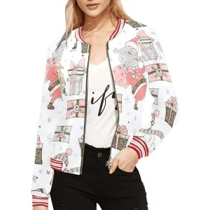 Whimsical Christmas Bomber Jacket for Women