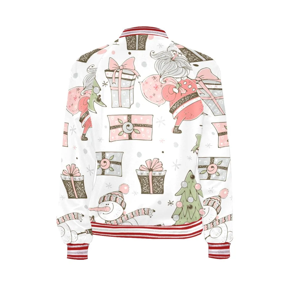 Whimsical Christmas Bomber Jacket for Women