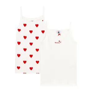 White and Red 2 Pack Heart Print Camisole