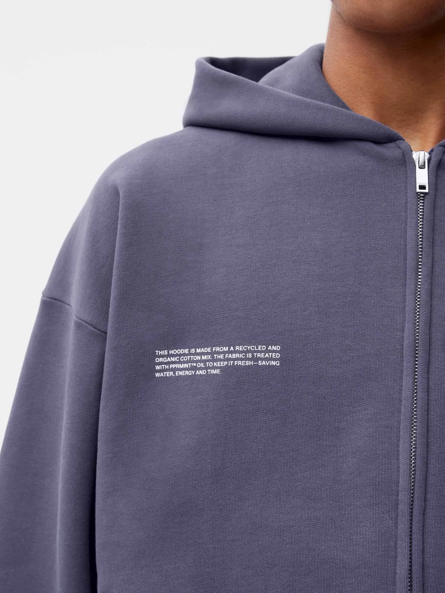 Wide Fit Zipped Hoodie—slate blue