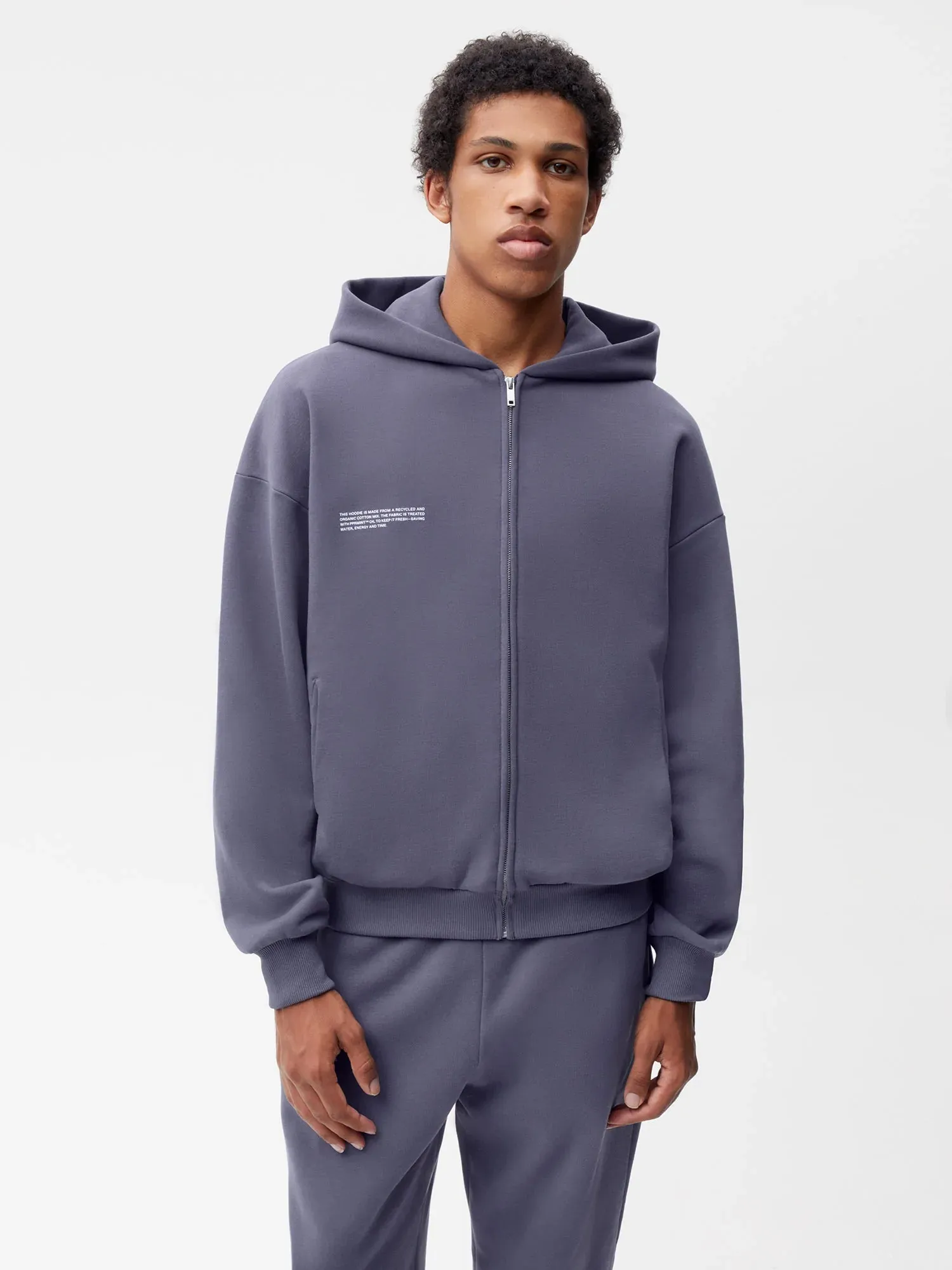 Wide Fit Zipped Hoodie—slate blue