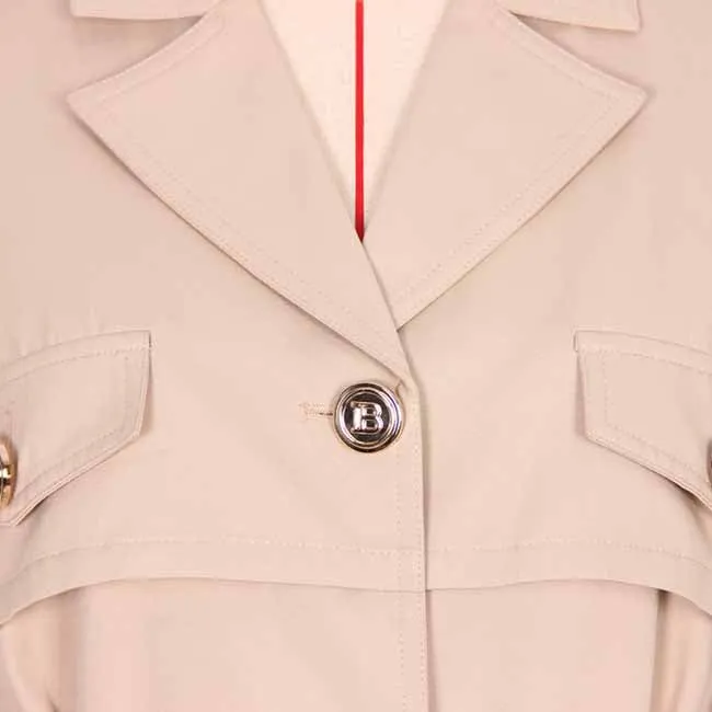 Women over-sized cotton-blend trench-coats belted twill wind coat