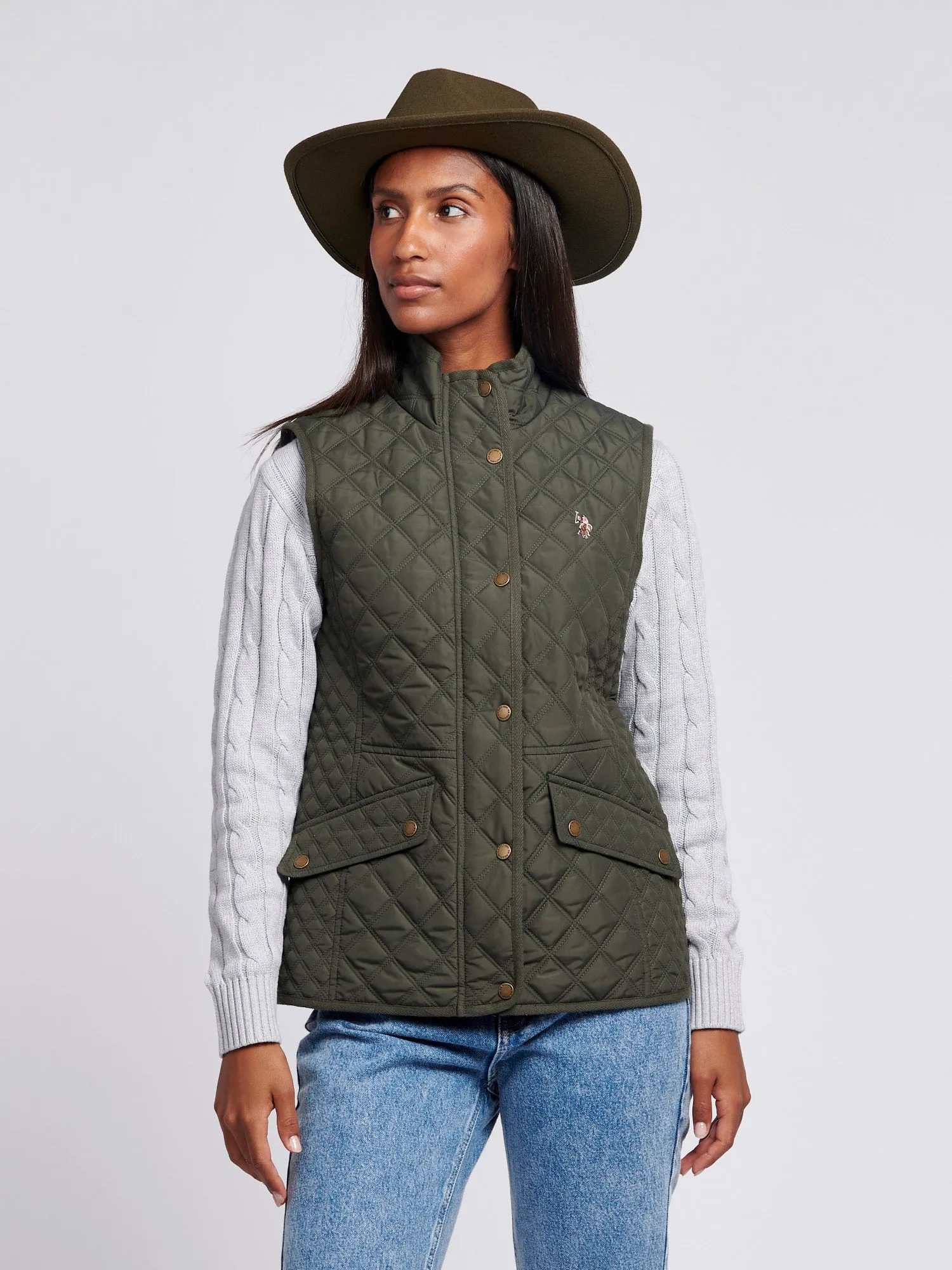 Womens Hacking Quilted Gilet in Chimera