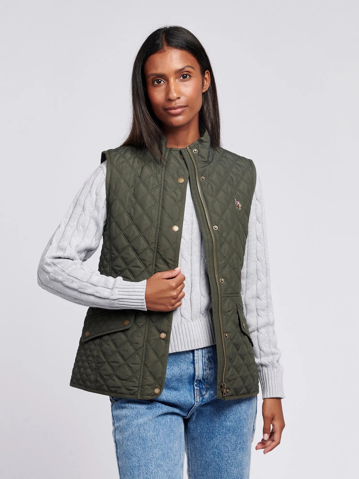 Womens Hacking Quilted Gilet in Chimera