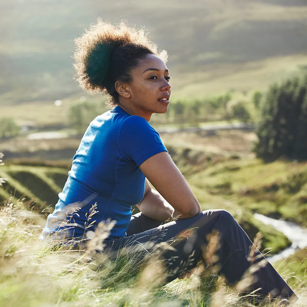 Womens Merino 150 Short Sleeve Crew (Blue)