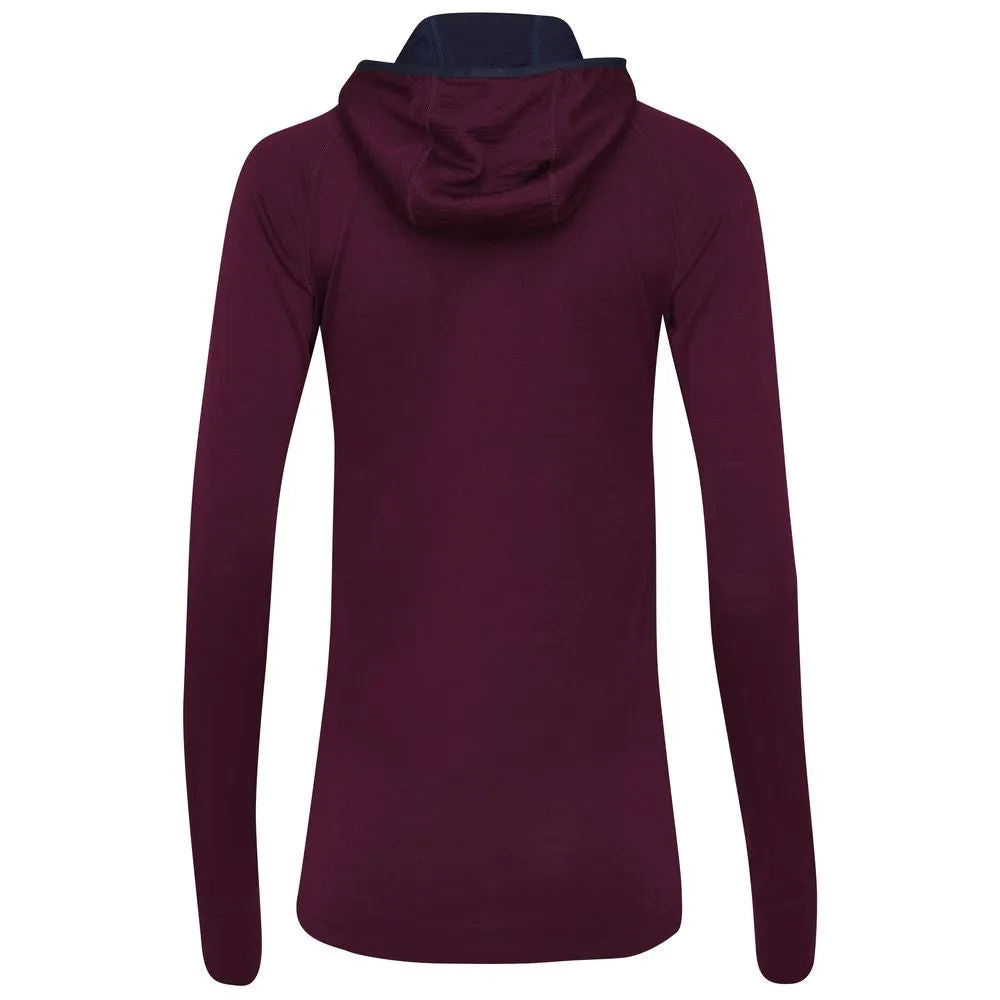 Womens Merino 200 Zip Neck Hoodie (Wine)