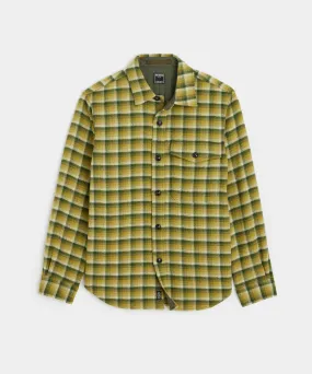 Wool Plaid Utility Shirt Jacket in Chartreuse