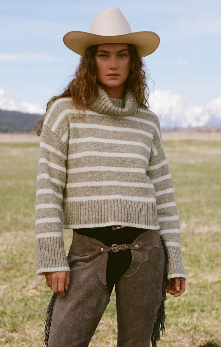 ZSU Josephine Stripe Sweater in Heather Taupe