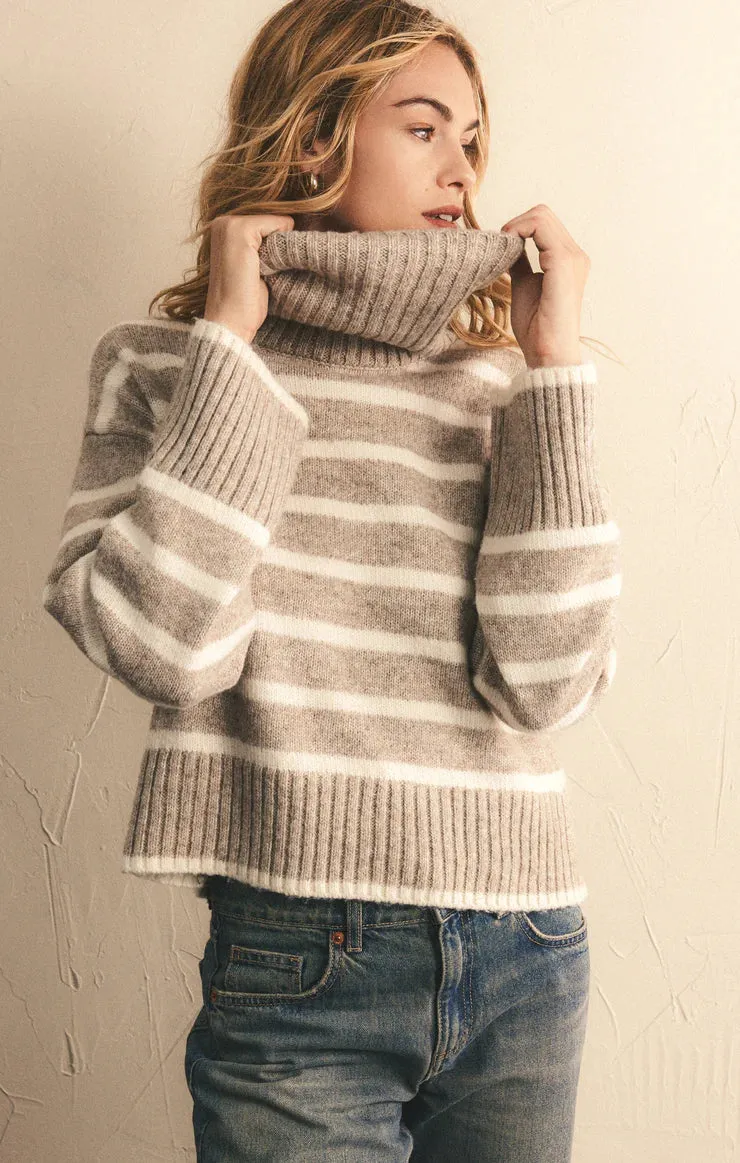 ZSU Josephine Stripe Sweater in Heather Taupe